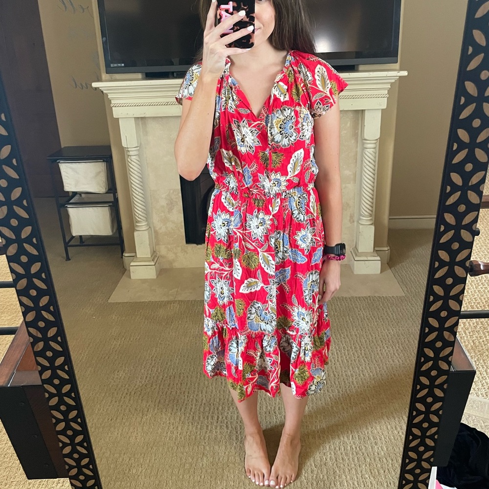 Loft Floral Midi Dress